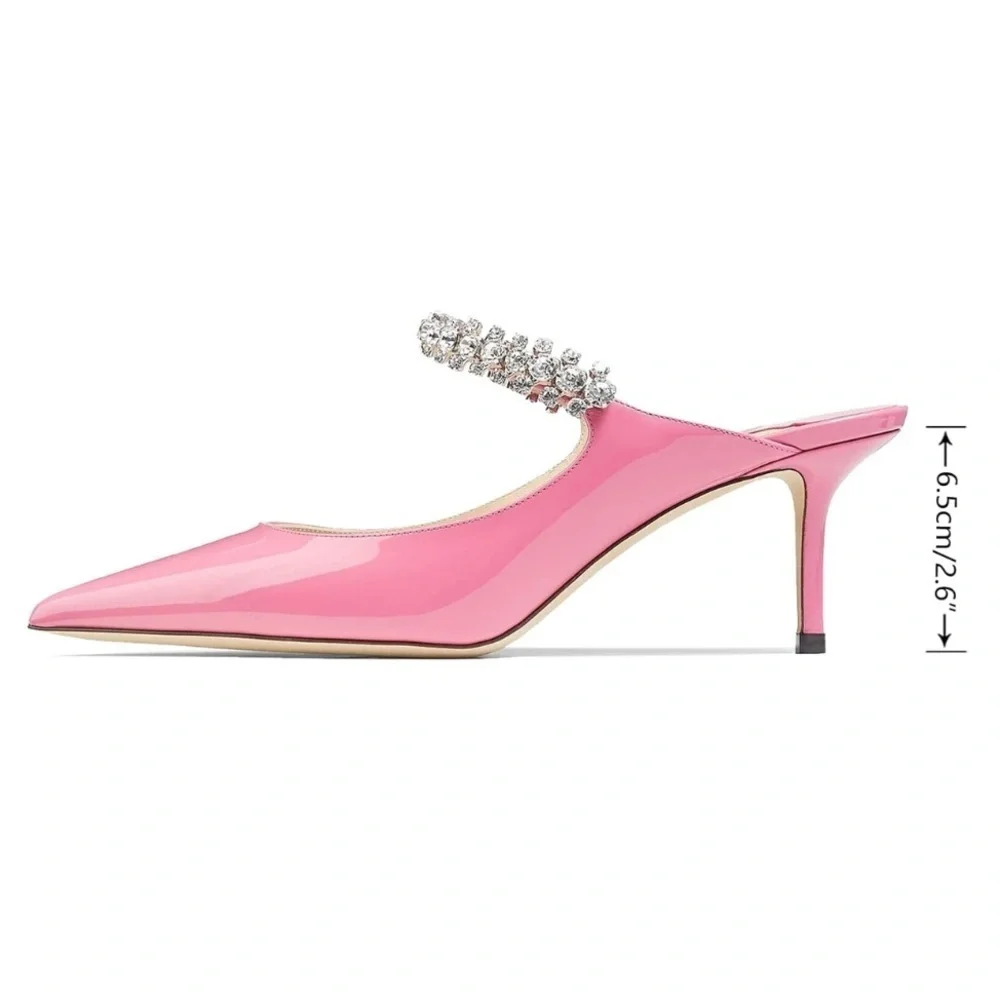 Candy pink rhinestone pointed toe slip on heels size 7.5 NEW - Picture 5 of 6